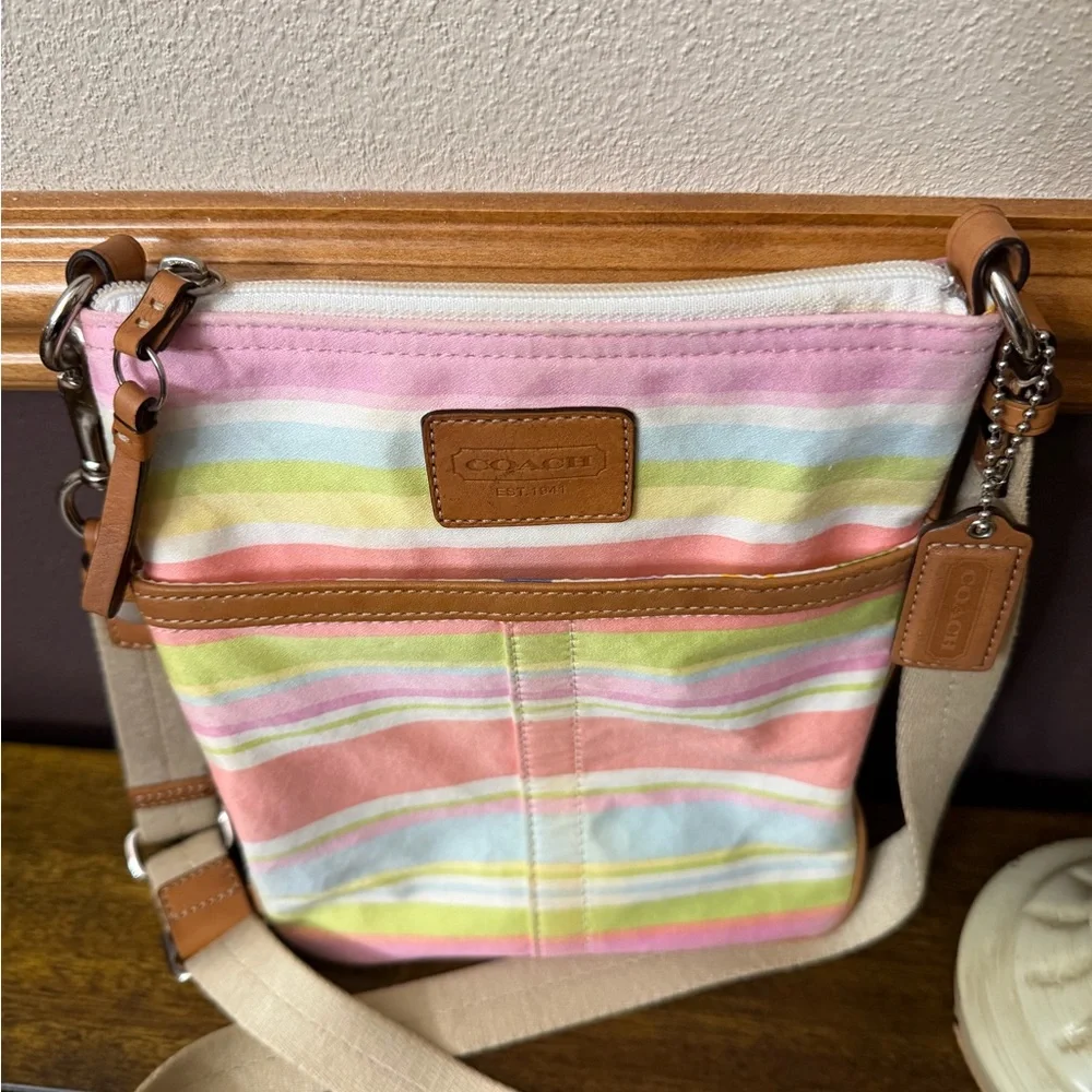 Coach Y2K Hampton Pastel Stripe Crossbody Bag